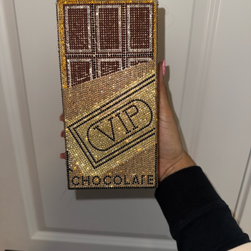 VIP Chocolate Bar Rhinestone Clutch bag